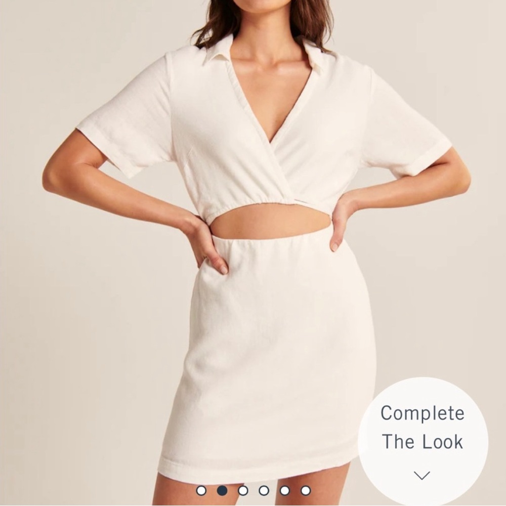 Abercrombie White Linen Cutout Shirt Dress - size S
